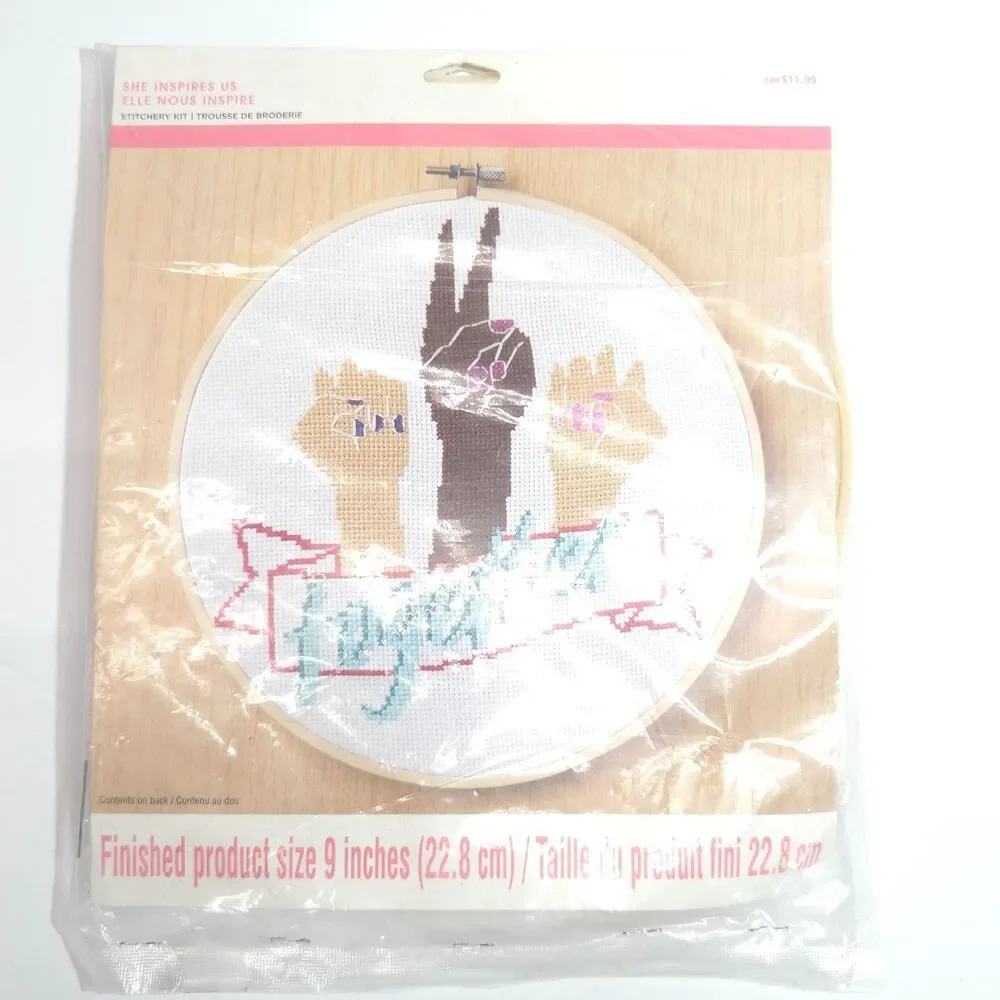 She Inspires Us Cross Stitch Kit Together Embroidery Hoop 9 Inch
